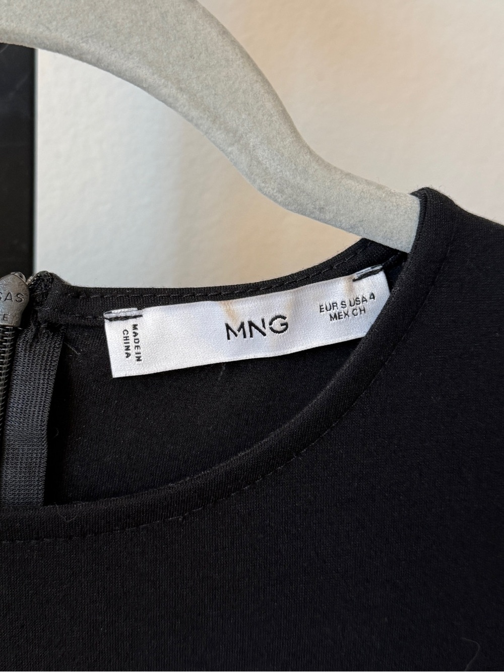 Mango Black Long-Sleeve Mini Dress with Front Slit Embellishments Size Small - Picture 5 of 6